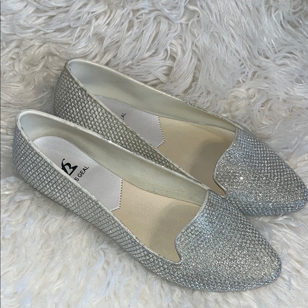 EASOS GEAL Silver Glitter Women's JELLY Loafers size 6 NEW